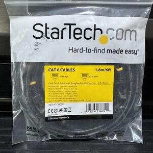 StarTech 6 ft Snagless Premium CAT6 Patch Ethernet Network Cable, Black
